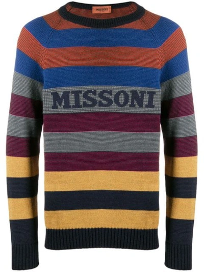 Missoni Multicolor Striped Sweater With Logo In Multicolour