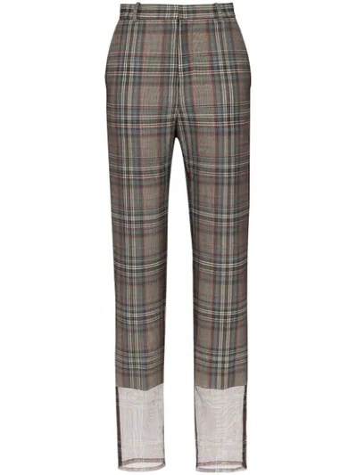 Y/project Checked Wool-blend High-rise Trousers In Grey