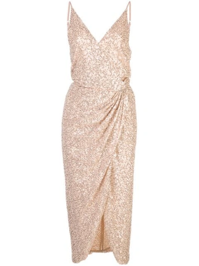 Jonathan Simkhai Sequined Sleeveless Wrap Dress In Gold