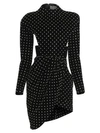 SAINT LAURENT Velvet Cutout Studded Mini Dress