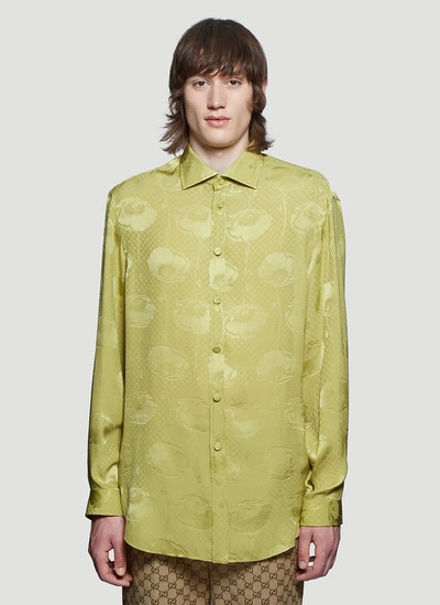Gucci Oversized Poppies Silk Shirt In Green | ModeSens