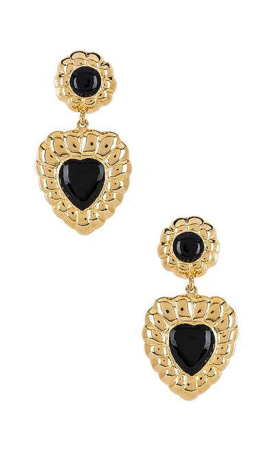 Ronny Kobo Heart Drop Earrings In Black