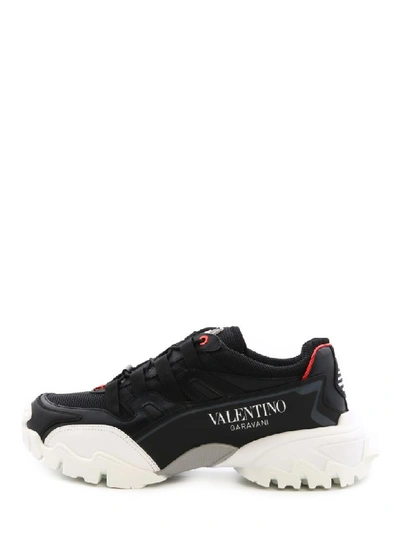 Valentino Garavani Climbers Leather And Mesh Sneakers In Black