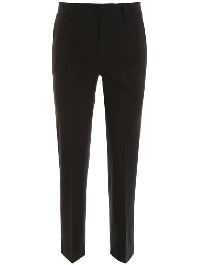 Red Valentino Wool Blend Cigarette Trousers In Black