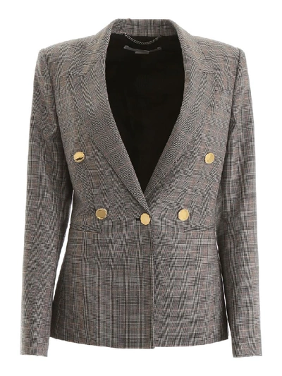Stella Mccartney Double-breasted Prince Of Wales Checked Wool Jacket In Multicolour