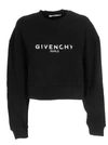 Givenchy Black 'paris' Logo Cropped Sweatshirt