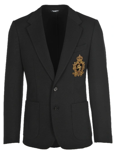Dolce & Gabbana Embroidered Blazer In Black