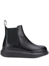 Alexander Mcqueen Glossed-leather Exaggerated-sole Chelsea Boots In Black