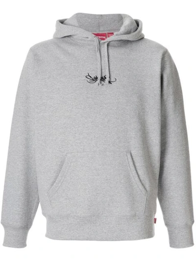 Supreme Tag Logo Hoodie In Grey