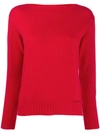 PRADA PRADA BOAT NECK JUMPER - 红色