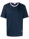 Thom Browne Mens Navy Ringer Brand-patch Stretch-wool T-shirt In Blue