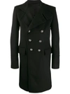 BALMAIN BALMAIN DOUBLE-BREASTED MID-LENGTH COAT - 黑色