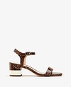 ANN TAYLOR KENNEDY SNAKE PRINT LEATHER METAL HEELED SANDALS,503318