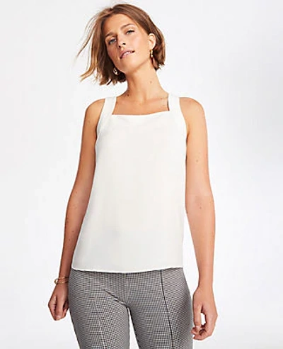 Ann Taylor Cross Back Tank In Winter White