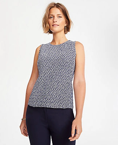 Ann Taylor Tweed Shell In Navy Multi