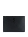 Saint Laurent Monogram Plaque Clutch In Black
