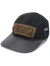 FENDI FENDI LEATHER VISOR FF LOGO HAT - 黑色