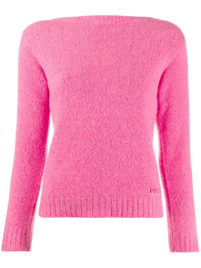 Prada Boat Neck Jumper - 粉色 In F0029 Fuxia