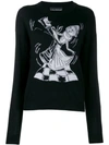 BOUTIQUE MOSCHINO CHESS DANCERS EXTRAFINE WOOL SWEATER