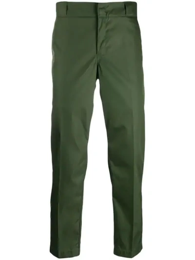 Prada Logo Cropped Trousers - 绿色 In Green