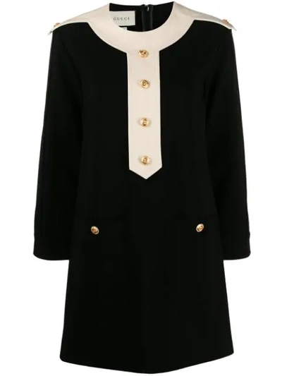 Gucci Button-down Shift Mini Dress - 黑色 In Black