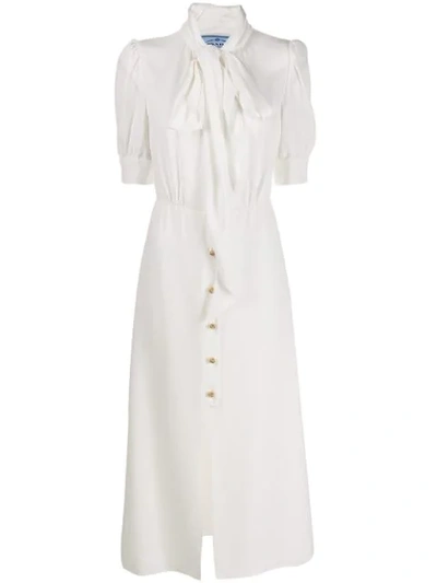 Prada Silk Blend Embellished Buttoned Dress - 白色 In White