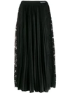Valentino Pleated Tech Jersey & Lace Skirt In Black