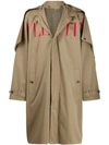 VALENTINO VALENTINO VALENTINO LOGO PRINT TRENCH COAT - NEUTRALS