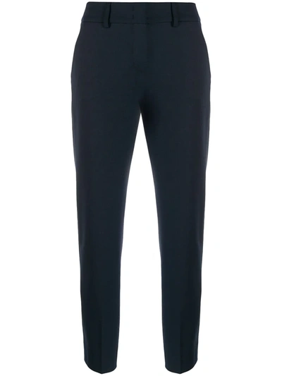 Piazza Sempione Tailored Stretch-cotton Cropped Trousers In Blue