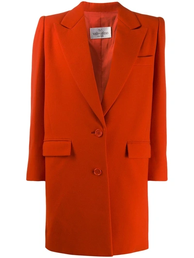 Pre-owned Valentino 1980's Structured Elongated Blazer In Orange