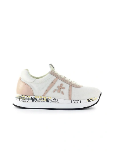 Premiata White Leather Sneakers In Pink