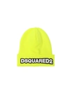 DSQUARED2 FLUO YELLOW BEANIE WITH LOGO,10984452