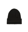 DSQUARED2 BLACK BEANIE WITH LOGO,10984436