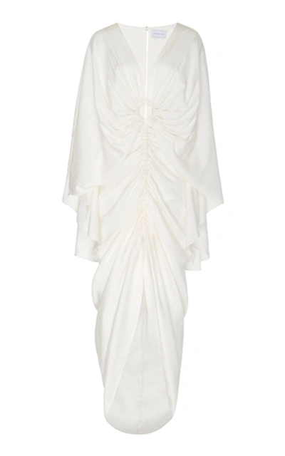 Significant Other Hamilton Ruched Cutout Cupro Midi Dress In White