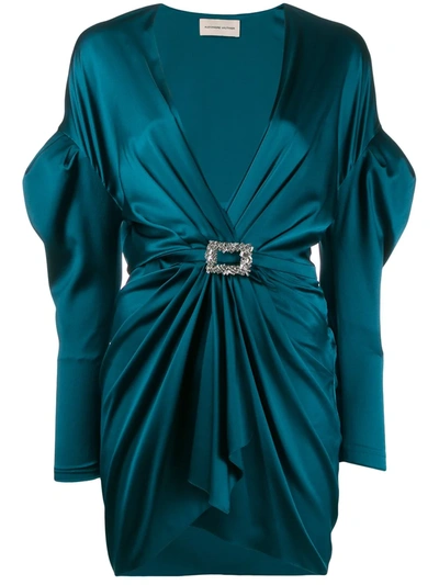 Alexandre Vauthier Ruched Cocktail Mini Dress In Green