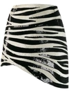 SAINT LAURENT ZEBRA STRIPE SEQUIN MINI SKIRT