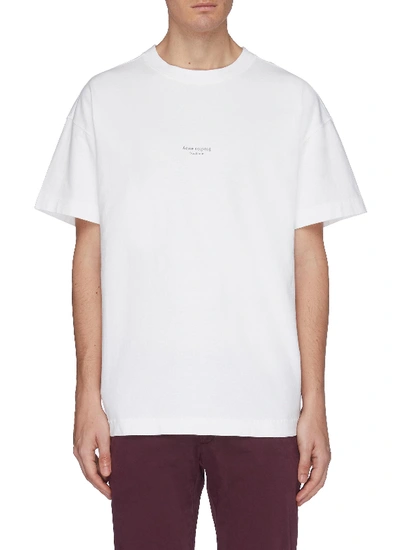 Acne Studios Oversized Logo-print Garment-dyed Cotton-jersey T-shirt In White