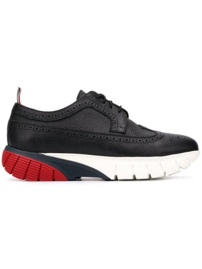 Thom Browne Longwing Brogue Sneakers In Black In 001 Black