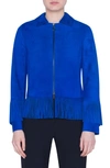 AKRIS PUNTO FRINGE TRIM SUEDE JACKET,565100004650