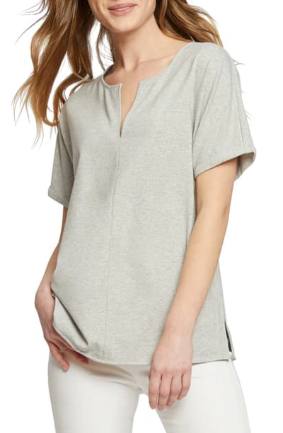 Nic + Zoe Sunday Stroll Stretch Cotton Top In Grey Mix