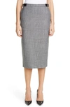 Altuzarra Bolan Leather-trimmed Prince Of Wales Checked Wool-blend Skirt In Black / White