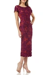 Js Collections Soutache Lace Midi Dress In Raspberry Cherry