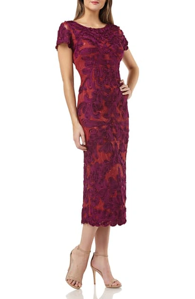 Js Collections Soutache Lace Midi Dress In Raspberry Cherry