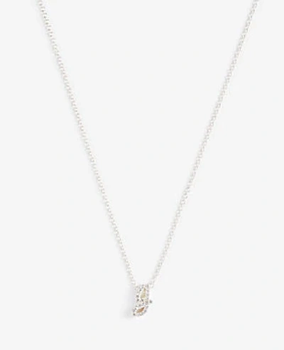 Ann Taylor Pave Sterling Silver Initial Necklace In Metallic