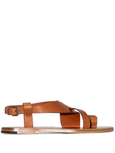 Bottega Veneta Leather Slingback Sandals In Brown