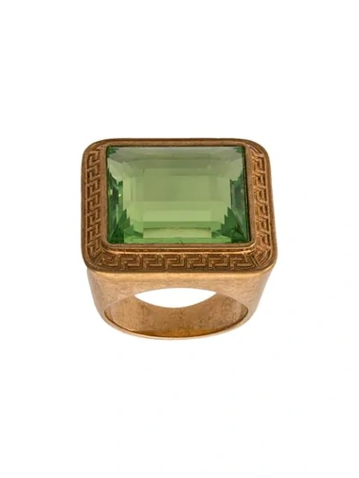 Versace Square Embellished Ring - 金色 In Gold