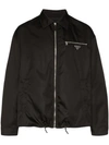 PRADA PRADA LOGO PLAQUE LIGHTWEIGHT JACKET - 黑色