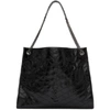 Saint Laurent Niki Medium Ysl Shopper Tote Bag In Crinkled Leather In 1000 Black