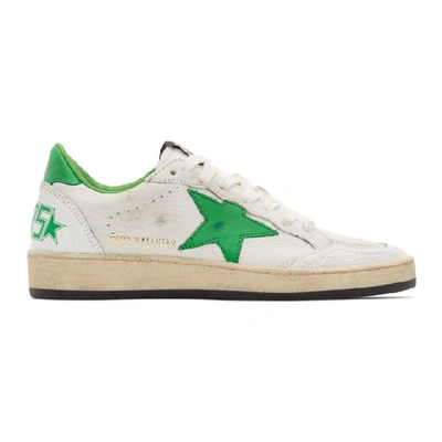 Golden Goose White And Green Ball Star Trainers