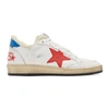 GOLDEN GOOSE WHITE & RED SHEARLING BALL STAR SNEAKERS
